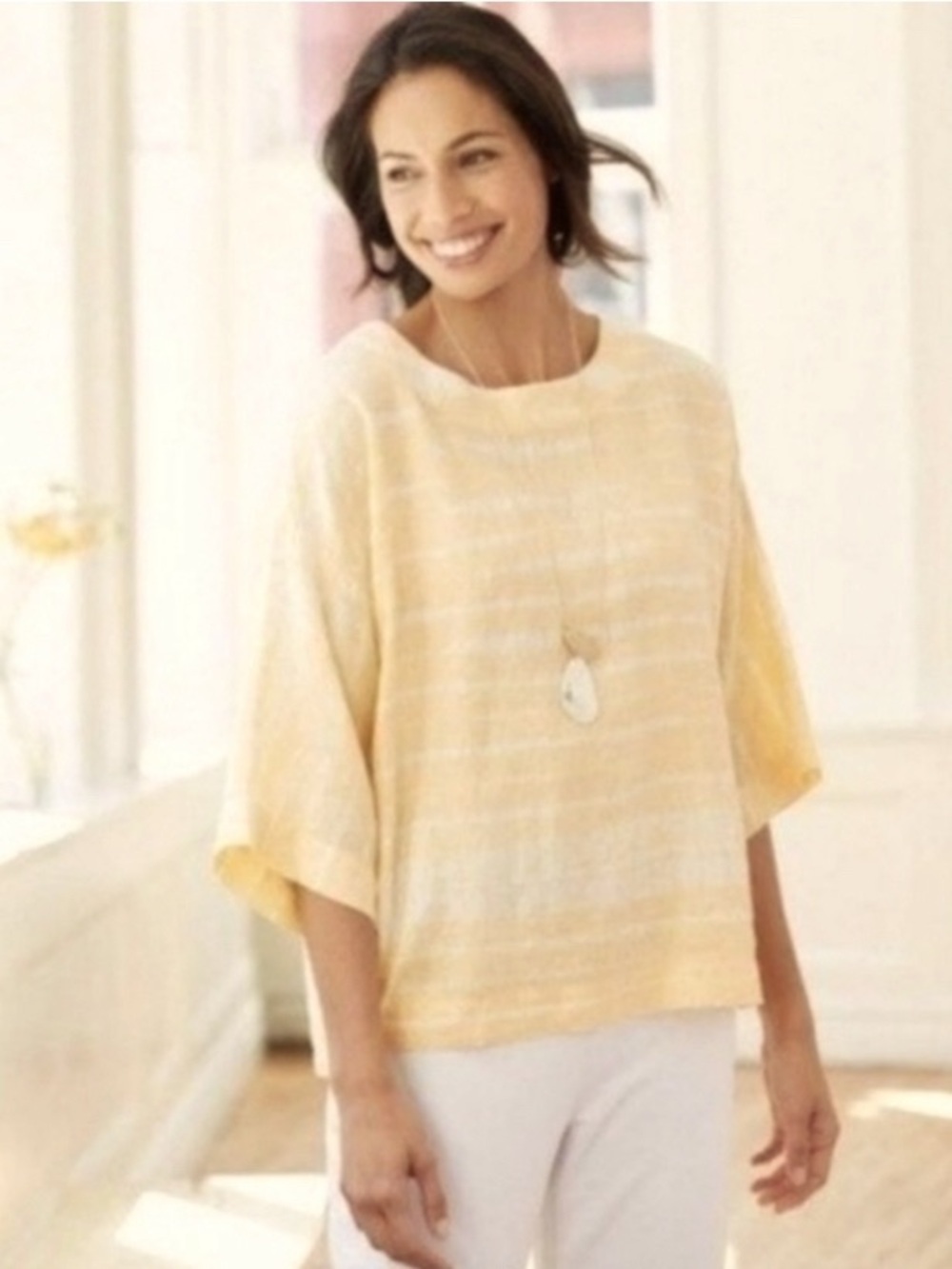J. Jill Linen Tangerine Sherbet Tie-Dye Linen Top Sz Small